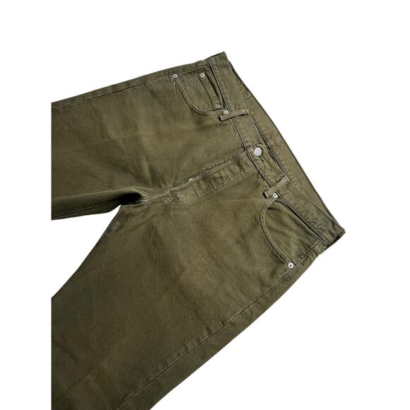 Levis 501 Jeans Mens 34x29 Green Button Fly Straight Fit Denim Waterless Casual - Picture 11 of 13